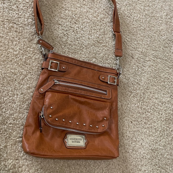 Nine West Brown Soft Studded Leather Crossbody - Picture 2 of 4